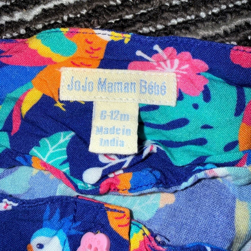 JoJo Maman Bebe Tropical Parrot Print Romper Jumpsuit Girls 6-12M‎ NWOT